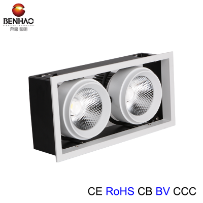 36w cob Aluminum square recessed down light COB 18Wx2 2 heads led grille light for office